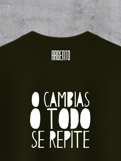 T-shirt O cambias o todo se repite Oversized